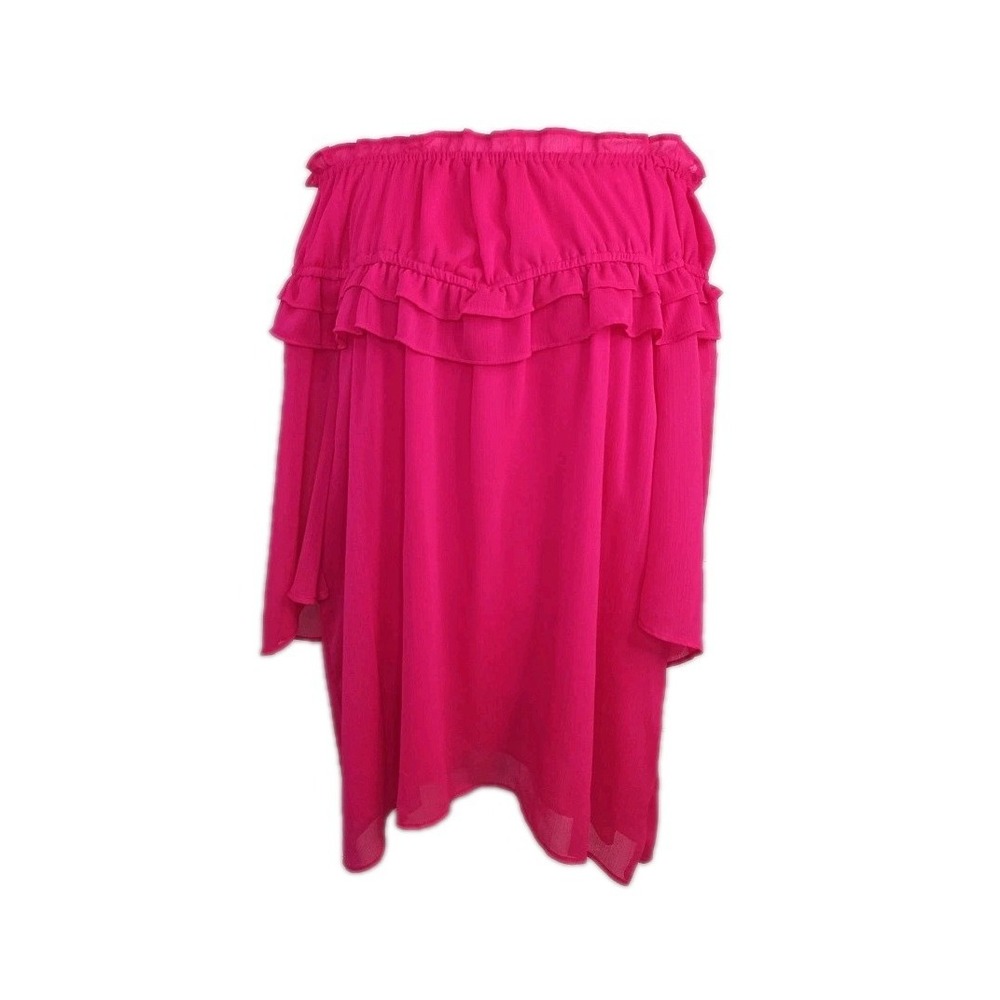 Women's Cato Highlighter Pink Off The Shoulder Ruffle Flowy‎ Top Size Large Y2k
